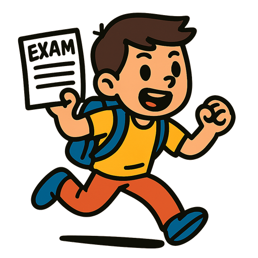 "student running", "exam", "school kid run".
In-Game asset.  2d.  High contrast.  No shadows