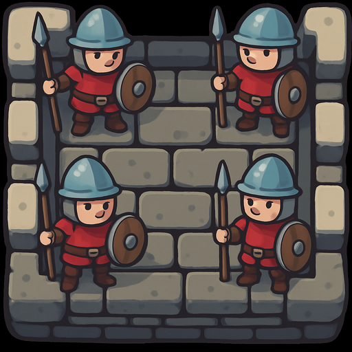 Este mismo pero agrega soldados muy pequeños sobre las torres