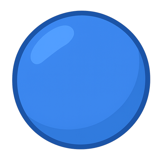 Make a blue ball. No background. Transparent background. Blank background. No shadows. 2d. In-Game asset. flat
