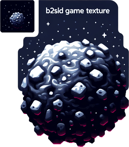 астероид.
Single Game Texture. In-Game asset. 2d. Blank background. High contrast. No shadows.