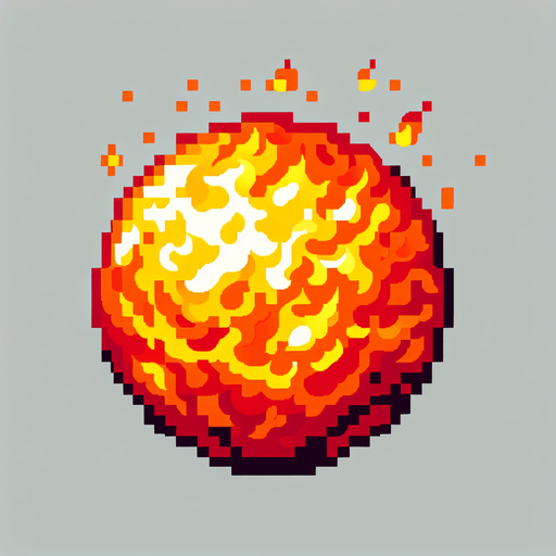 ball of fire sprite art
Single Game Texture. In-Game asset. 2d. Blank background. High contrast. No shadows.