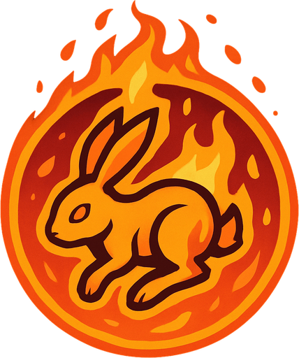 a fire bubble ball with a rabbit on flame.
In-Game asset.  2d.  High contrast.  No shadows