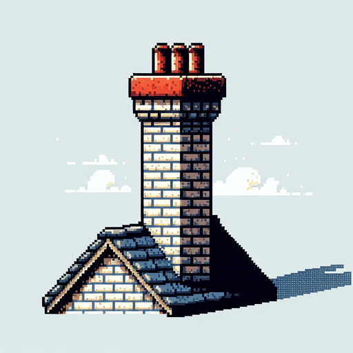 chimney. pixelart. residential chimney. only chimney. Single Game Texture. In-Game asset. 2d. Blank background. High contrast. No shadows.