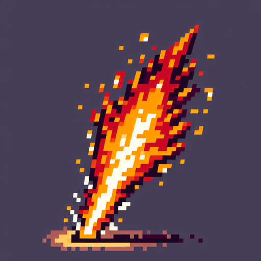 8-bit. 2d. fire from a thruster. vertical position. no background. in game asset..
Single Game Texture. In-Game asset. 2d. Blank background. High contrast. No shadows.