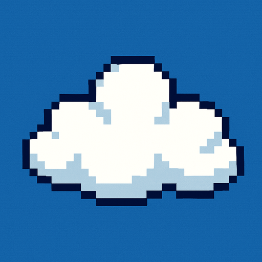 white cloud. pixel  art..
In-Game asset.  2d.  High contrast.  No shadows