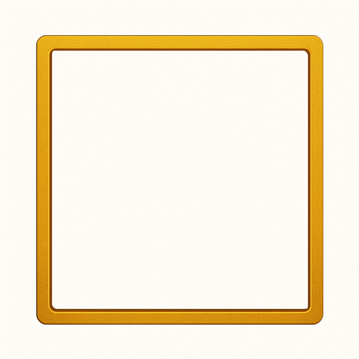 Marco cuadrado, delgado color dorado con un fondo blanco.
In-Game asset.  2d.  High contrast.  No shadows. card