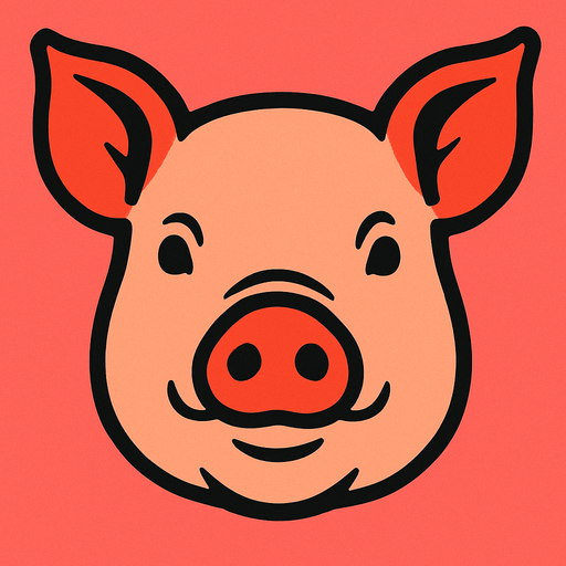 A pig's face.
High contrast.  No shadows