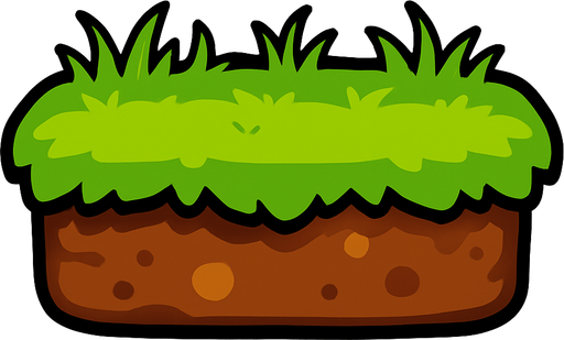 platform with grass.
In-Game asset.  2d.  High contrast.  No shadows