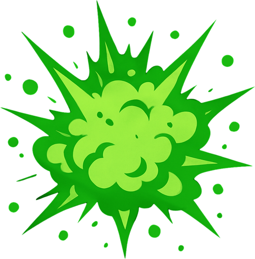Explosión verde.
In-Game asset.  2d.  High contrast.  No shadows