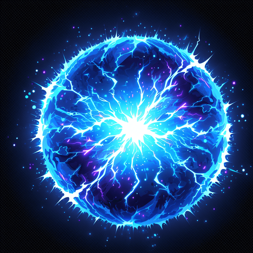 blue thunder orb entity.
Single Game Texture.  In-Game asset.  2d.  Blank background.  High contrast.  No shadows