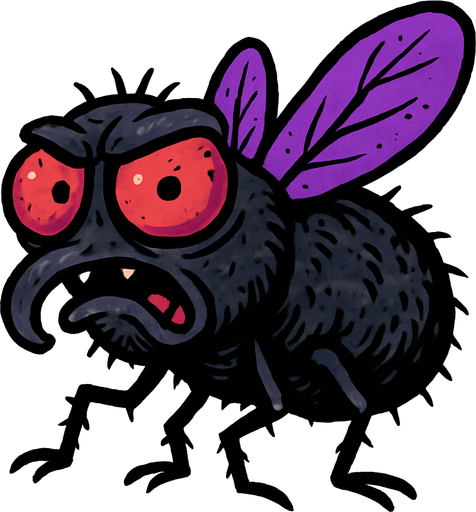 çirkin ve sevimsiz kara sinek mor renkli bir kısmı.
In-Game asset.  2d.  High contrast.  No shadows