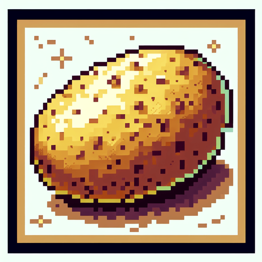 A 16 bit potato. Delicious, hearty potato 🥔 no border, no UI.
Single Game Texture. In-Game asset. 2d. Blank background. High contrast. No shadows.