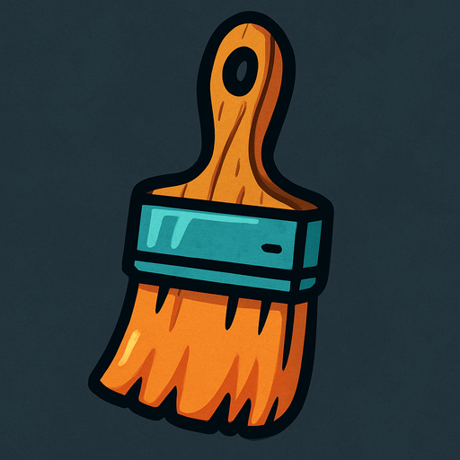 Paint brush.
In-Game asset.  2d.  High contrast.  No shadows
