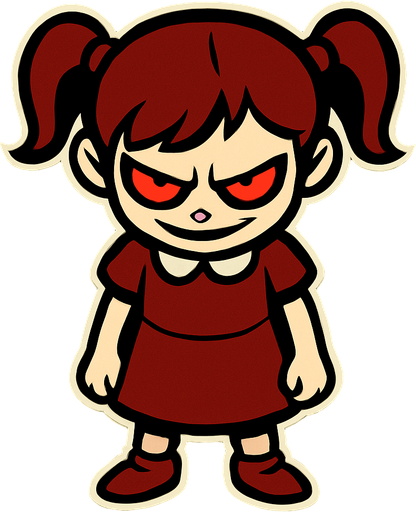 evil little girl looking down.
In-Game asset.  2d.  High contrast.  No shadows