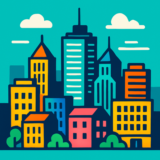 ciudad.
In-Game asset.  2d.  High contrast.  No shadows