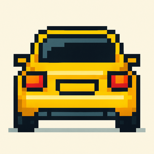 arkası dönük sarı bir araba ekle pixel şeklinde.
In-Game asset.  2d.  High contrast.  No shadows