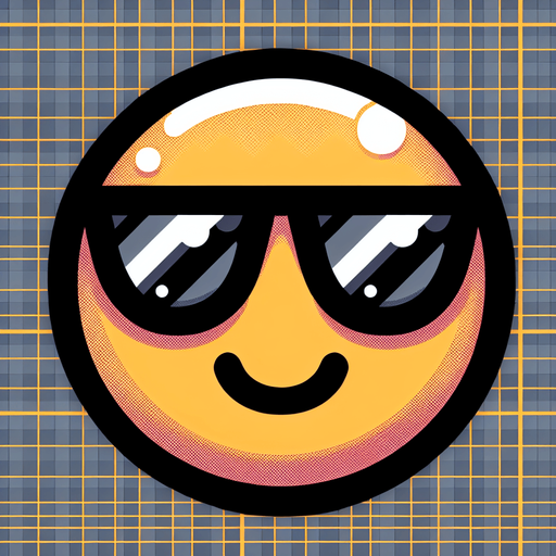 a cute cool looking emoji face.
Single Game Texture. In-Game asset. 2d. Blank background. High contrast. No shadows.