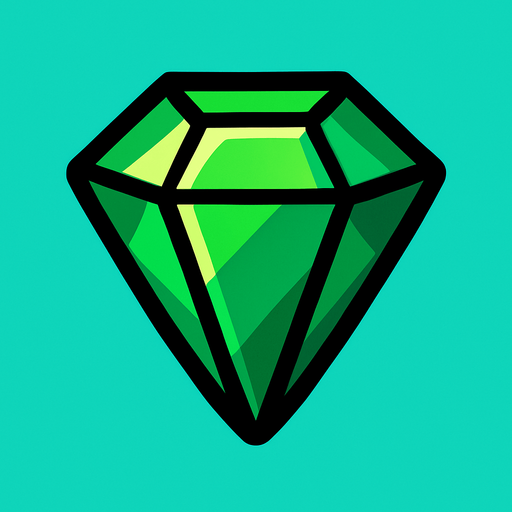 emerald.
In-Game asset.  2d.  High contrast.  No shadows