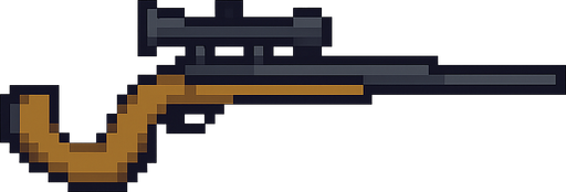 pixelart sniper. No background. Transparent background. Blank background. No shadows. 2d. In-Game asset. flat