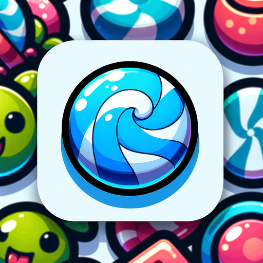 Vibrant blue circle cartoon candy.
Game asset. 2d. Blank background. High contrast. No shadows.