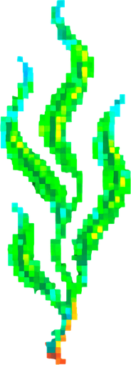 A small single strand of loose floating seaweed. 80s arcade machine graphics..
In-Game asset.  2d.  High contrast.  No shadows