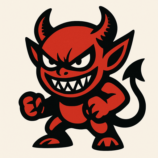 Make a mascot evil creature.
In-Game asset.  2d.  High contrast.  No shadows