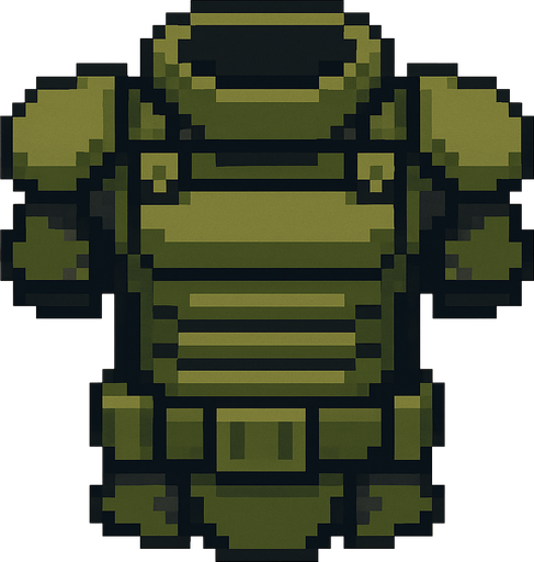 pixelart military armor.
In-Game asset.  2d.  High contrast.  No shadows