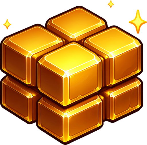 a shiny gold brick..
Single Game Texture. In-Game asset. 2d. Blank background. High contrast. No shadows.