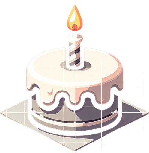 A birthday cake candle for a birthday cake, rich illustration style..
Single Game Texture. In-Game asset. Blank background. High contrast. No shadows.