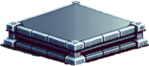 Metalic platform. 2d. 8-bit. Side view. Single Game Texture. In-Game asset. 2d. Blank background. High contrast. No shadows..
Single Game Texture. In-Game asset. 2d. Blank background. High contrast. No shadows.