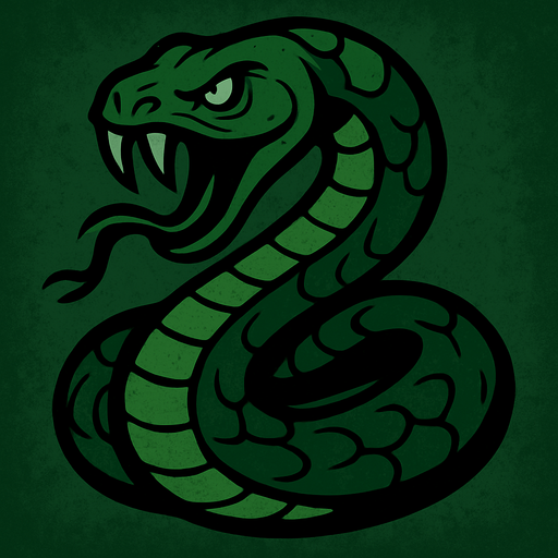 harry potter temasında korkutucu bir yılan yeşil renkte.
In-Game asset.  2d.  High contrast.  No shadows