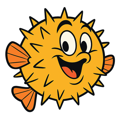pufferfish disney 2d image style.
In-Game asset.  2d.  High contrast.  No shadows