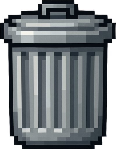 pixel art 2D trash can.
In-Game asset.  2d.  High contrast.  No shadows