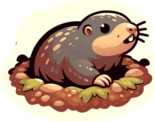 an mole coming out of a hole.
Single Game Texture. In-Game asset. 2d. Blank background. High contrast. No shadows.