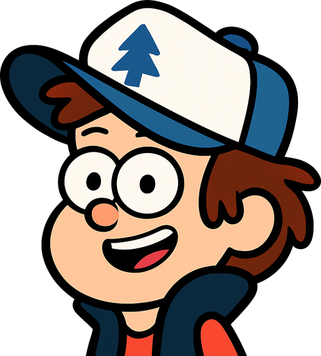Esrarengiz kasaba'daki dipper'ın kafasını çiz çizgi film olan.
In-Game asset.  High contrast.  No shadows