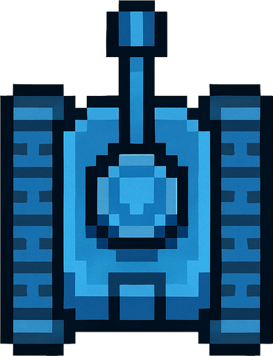 blue tank pixel art top down.
In-Game asset.  2d.  High contrast.  No shadows