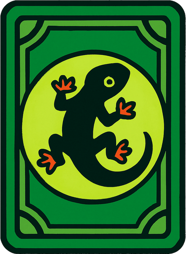 Green card packet with a Salamander in the center.
In-Game asset.  2d.  High contrast.  No shadows