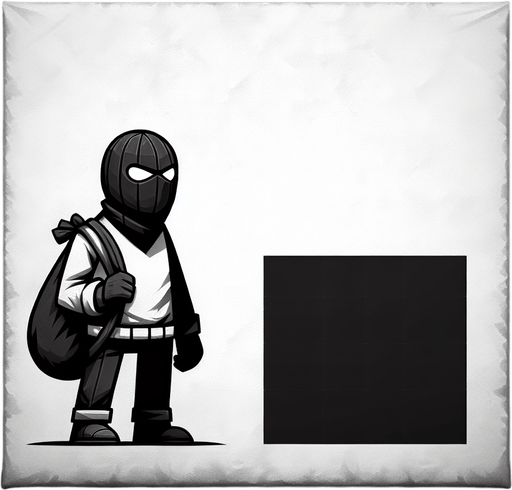 robber.
Single Game Texture. In-Game asset. 2d. Blank background. High contrast. No shadows.