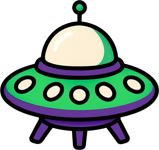 UFO spaceship.
In-Game asset.  2d.  High contrast.  No shadows