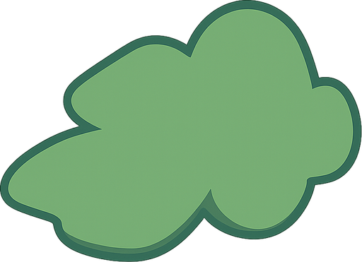 Nube verde. No background. Transparent background. Blank background. No shadows. 2d. In-Game asset. flat