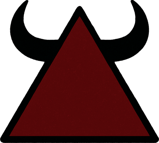 un triangolo rojo oscuro con cuernos.
In-Game asset.  2d.  High contrast.  No shadows
