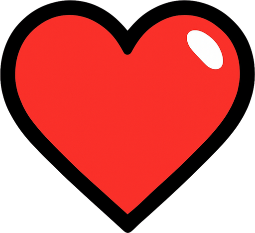 cartoony heart for game hud.
In-Game asset.  2d.  High contrast.  No shadows