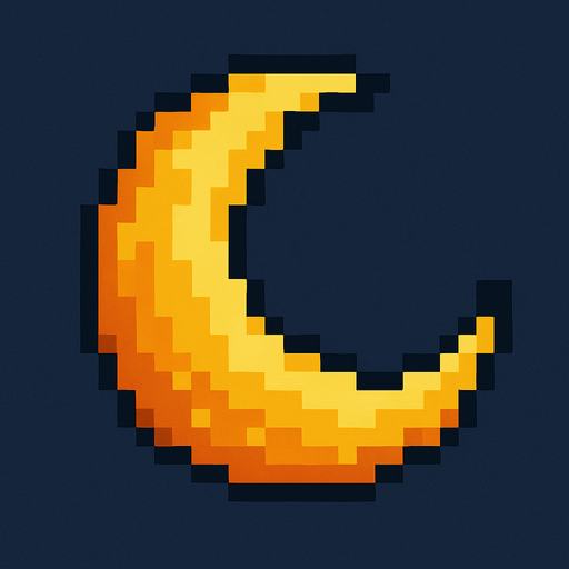 pixelated moon.
In-Game asset.  2d.  High contrast.  No shadows