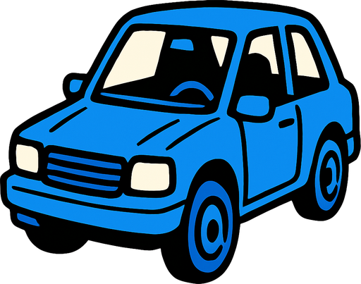 Blue car.
In-Game asset.  2d.  High contrast.  No shadows