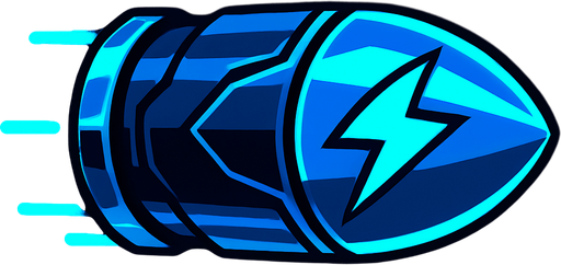 Bala electrica futurista.
In-Game asset.  2d.  High contrast.  No shadows