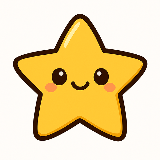 crea una estrella dorada kawai y simple.
In-Game asset.  2d.  High contrast.  No shadows