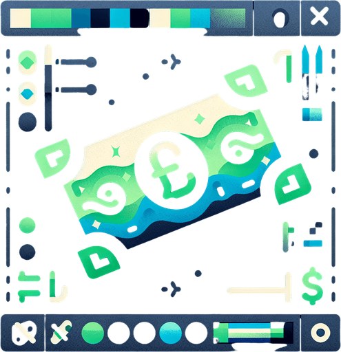 create a green and blue money.
Single Game Texture.  In-Game asset.  2d.  Blank background.  High contrast.  No shadows