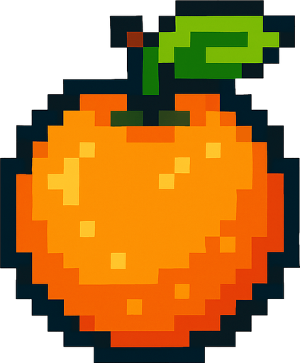 Make me a pixel 2d orange.
In-Game asset.  2d.  High contrast.  No shadows