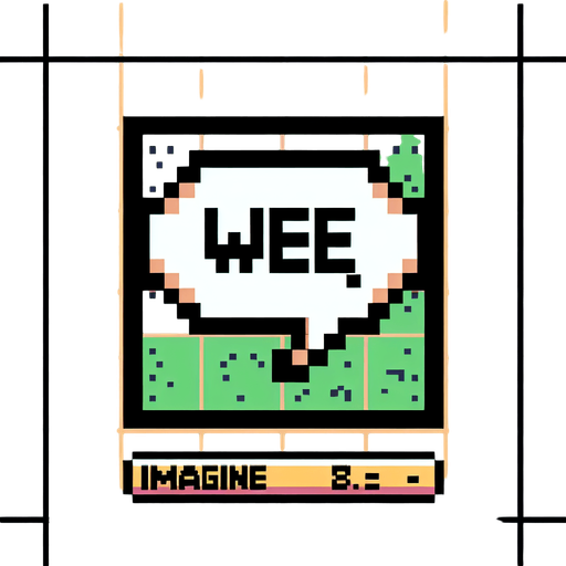 speech bubble saying "wee".
game asset. 2d. 8bit. no background. transparent background.