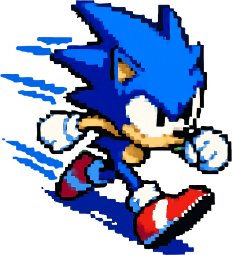 Make Sonic run but with the camera above.
In-Game asset.  High contrast.  No shadows